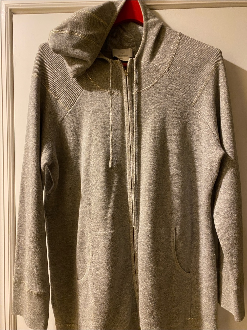 Marina Rinaldi Voyage Full Zip Long Sparking Gold Thread Hoodie NWOT